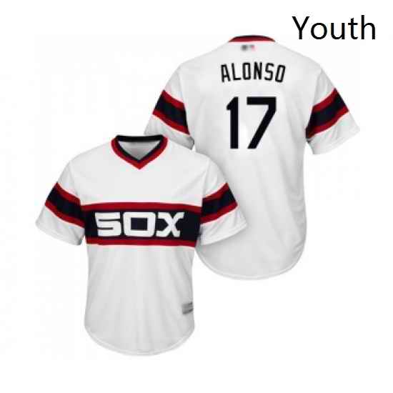 Youth Chicago White Sox 17 Yonder Alonso Replica White 2013 Alternate Home Cool Base Baseball Jersey